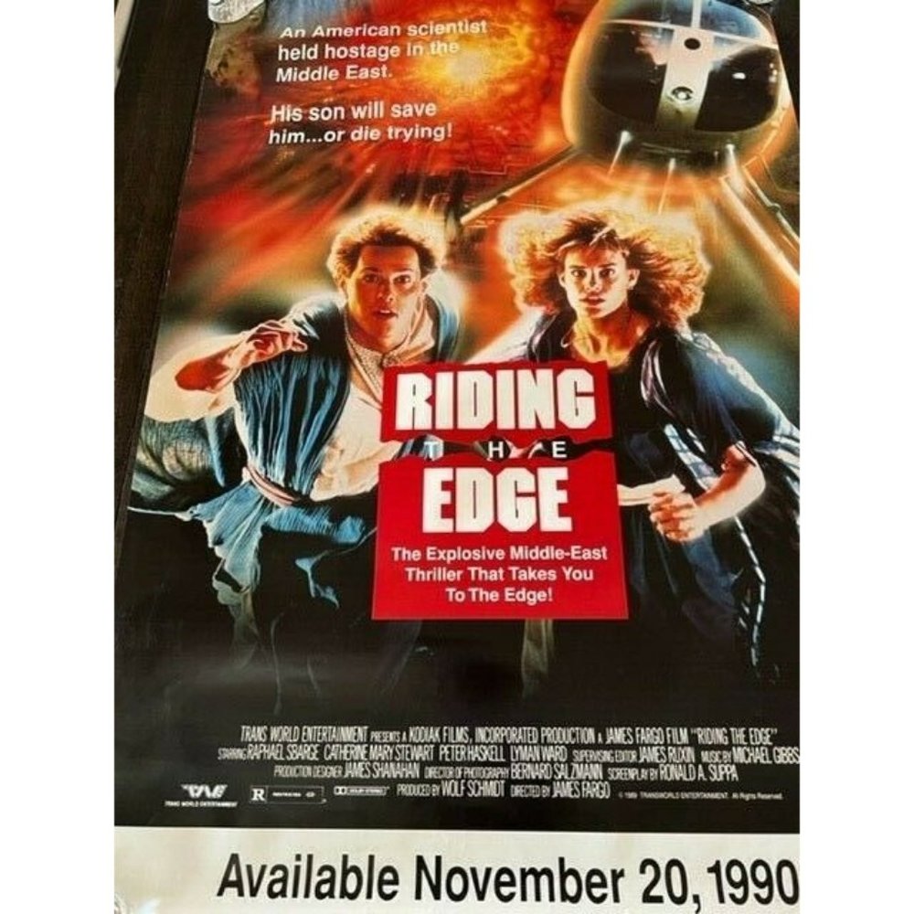 Movie Theater Cinema Poster Lobby Card 1989 Riding the Edge Raphael Sbarge vtg